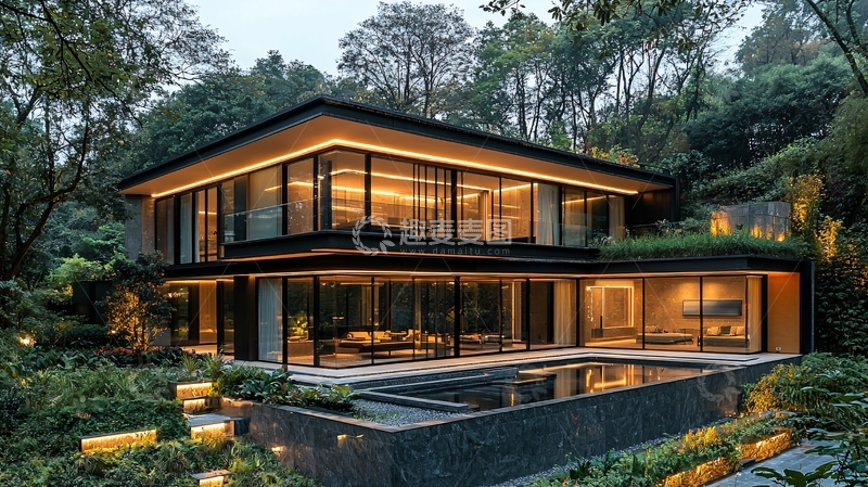 高清大图下载【趣麦麦图】现代森林别墅