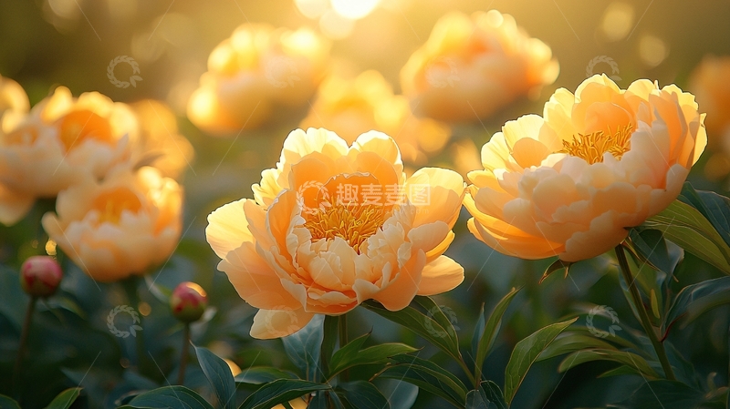 高清大图下载【趣麦麦图】金色牡丹花田