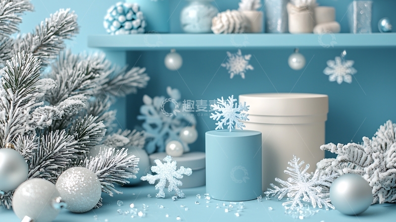 高清大图下载【趣麦麦图】蓝色系圣诞节装饰