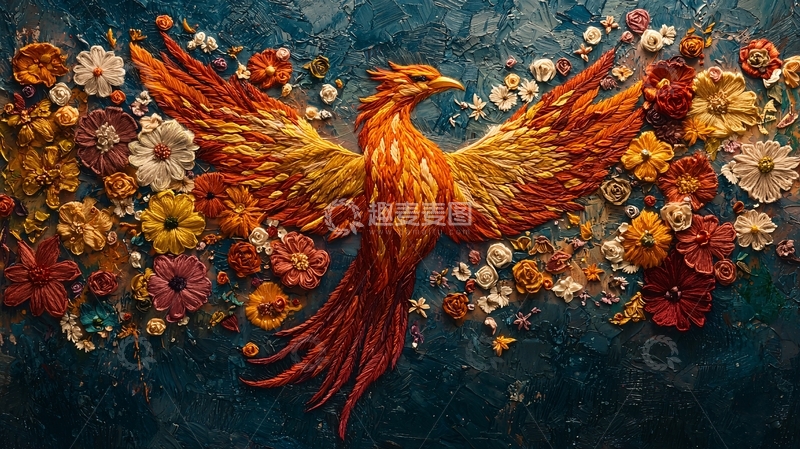 高清大图下载【趣麦麦图】火凤凰花卉装饰画