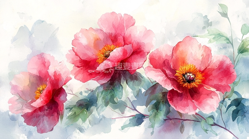 高清大图下载【趣麦麦图】水彩花卉77