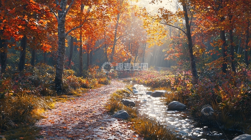高清大图下载【趣麦麦图】秋日森林小路