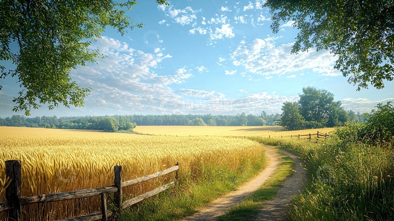 高清大图下载【趣麦麦图】阳光麦田小路