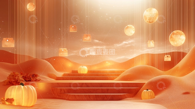 高清大图下载【趣麦麦图】温暖梦幻南瓜场景