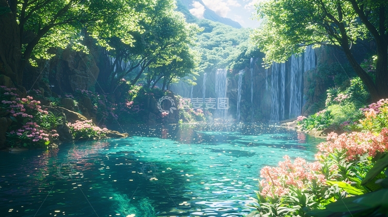 高清大图下载【趣麦麦图】森林瀑布