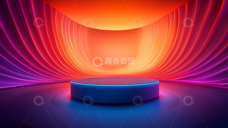高清大图下载【趣麦麦图】炫彩霓虹灯圆形展台