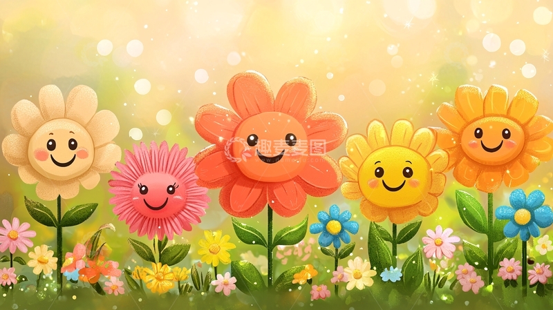 高清大图下载【趣麦麦图】卡通可爱向日葵花田
