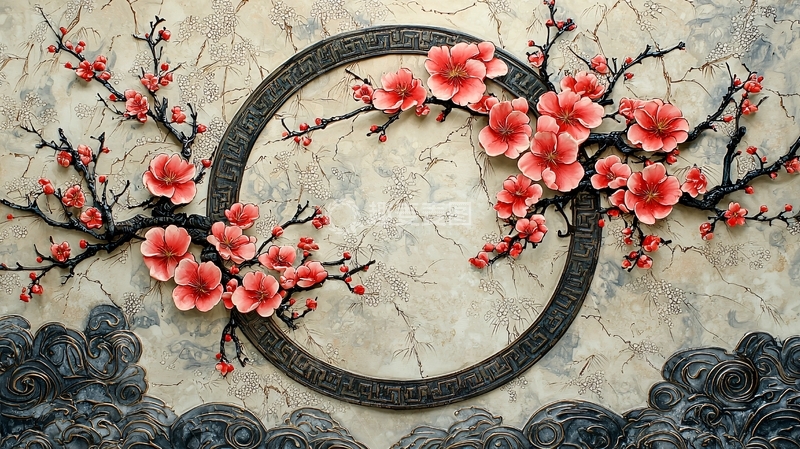 高清大图下载【趣麦麦图】水墨梅花纹理