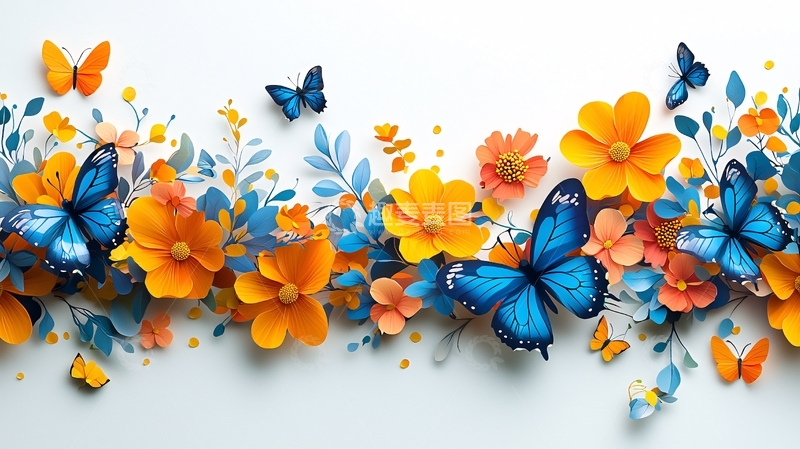 高清大图下载【趣麦麦图】蓝色蝴蝶