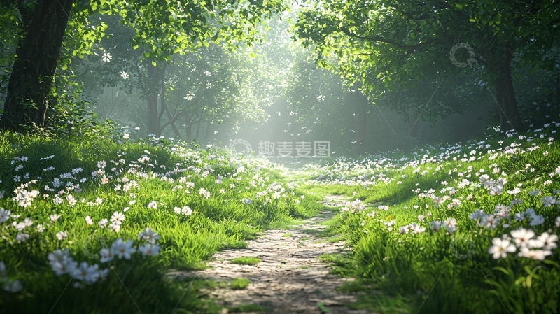 高清大图下载【趣麦麦图】阳光森林小路