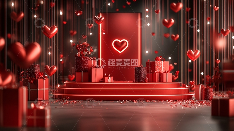 高清大图下载【趣麦麦图】红色浪漫情人节背景