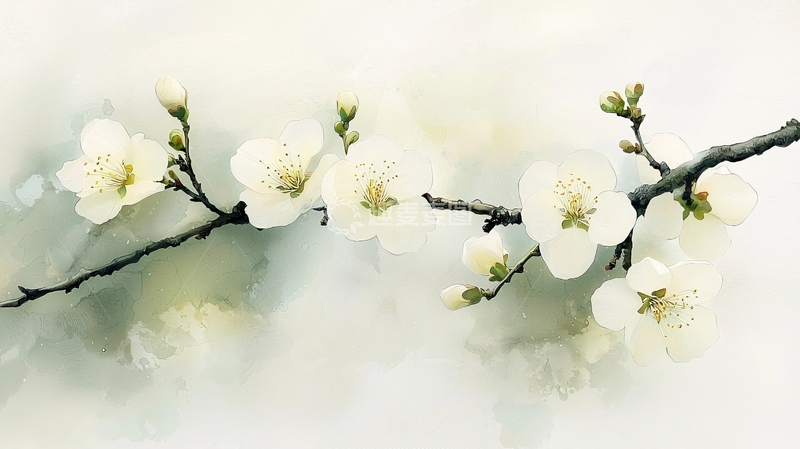 高清大图下载【趣麦麦图】水墨白梅