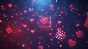 梦幻红心扑克牌背景