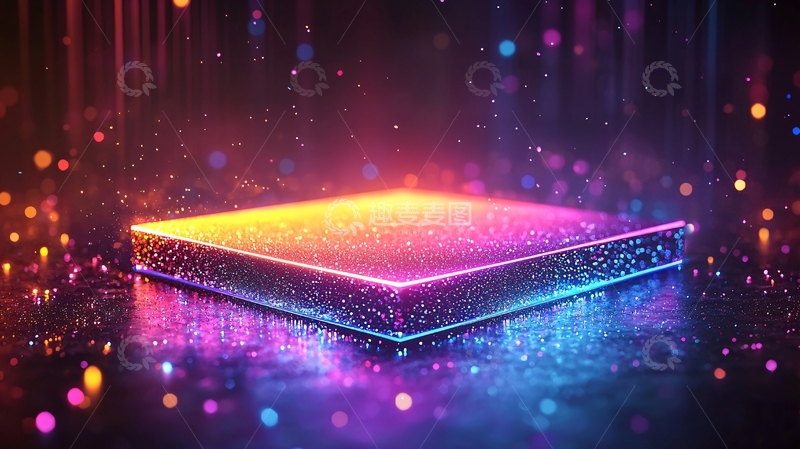 高清大图下载【趣麦麦图】炫彩发光方形平台