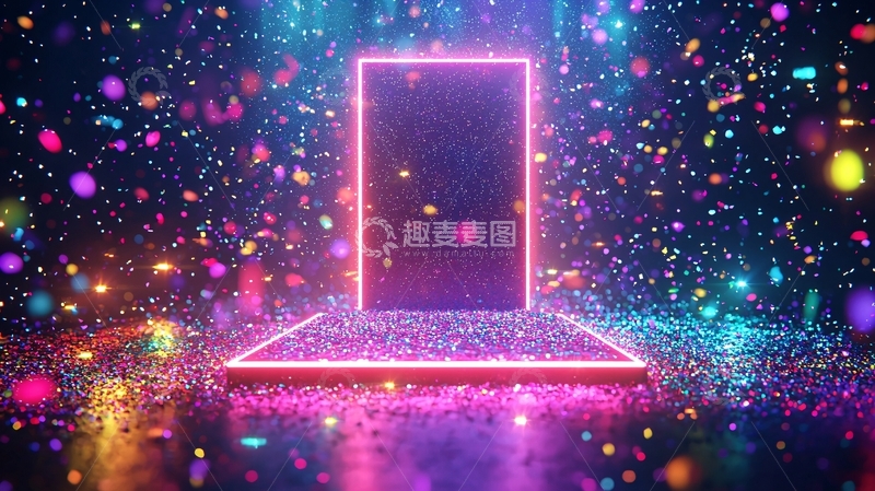高清大图下载【趣麦麦图】霓虹灯彩色粒子舞台