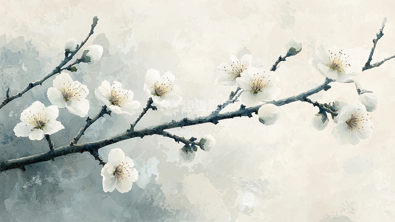 高清大图下载【趣麦麦图】水墨白梅