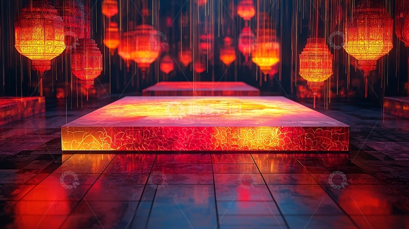 高清大图下载【趣麦麦图】悬浮的红色灯笼舞台