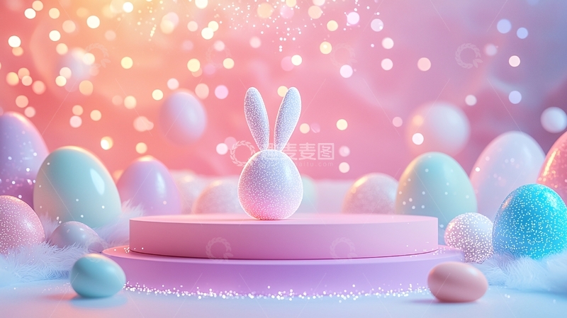 高清大图下载【趣麦麦图】粉色复活节彩蛋兔子