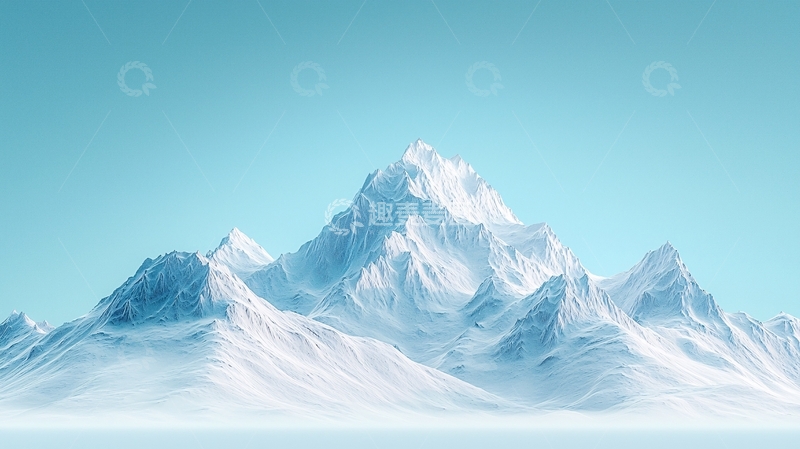 高清大图下载【趣麦麦图】极简蓝色雪山风景