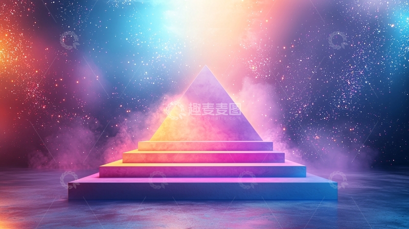 高清大图下载【趣麦麦图】彩色霓虹金字塔