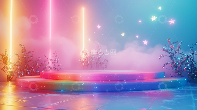 高清大图下载【趣麦麦图】-霓虹灯梦幻舞台