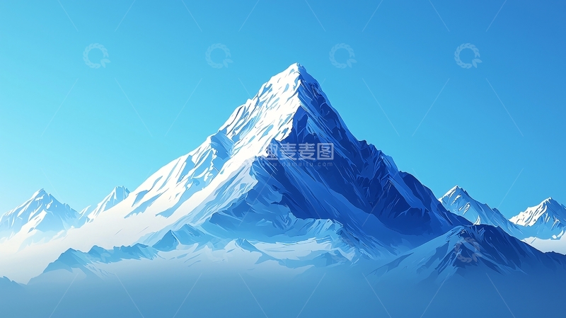 高清大图下载【趣麦麦图】蓝天白云下的雪山