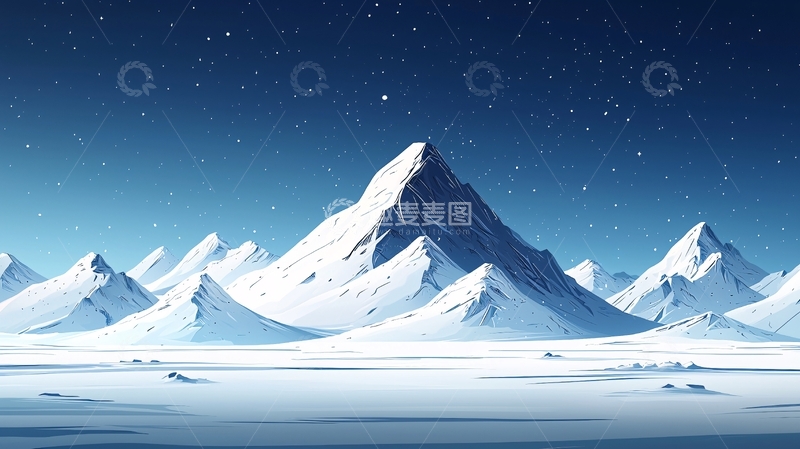 高清大图下载【趣麦麦图】极地雪山星空夜景