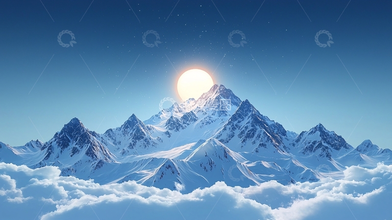 高清大图下载【趣麦麦图】雪山日出116