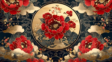 水墨国风牡丹