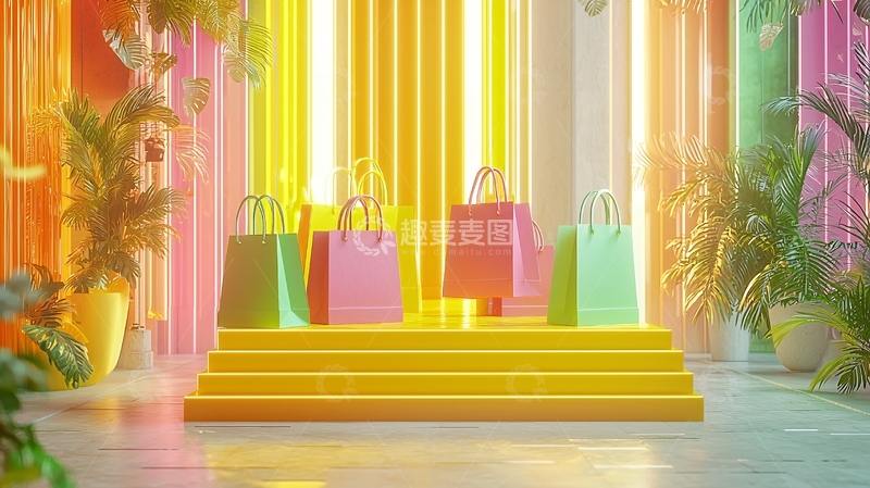 高清大图下载【趣麦麦图】彩色购物袋