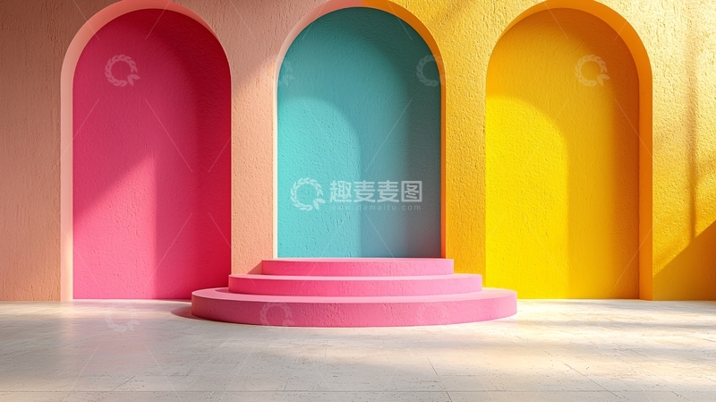 高清大图下载【趣麦麦图】彩色拱形背景