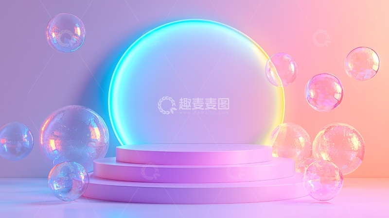 高清大图下载【趣麦麦图】梦幻泡泡舞台背景