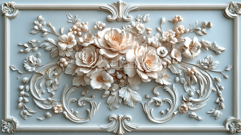 高清大图下载【趣麦麦图】欧式花卉浮雕