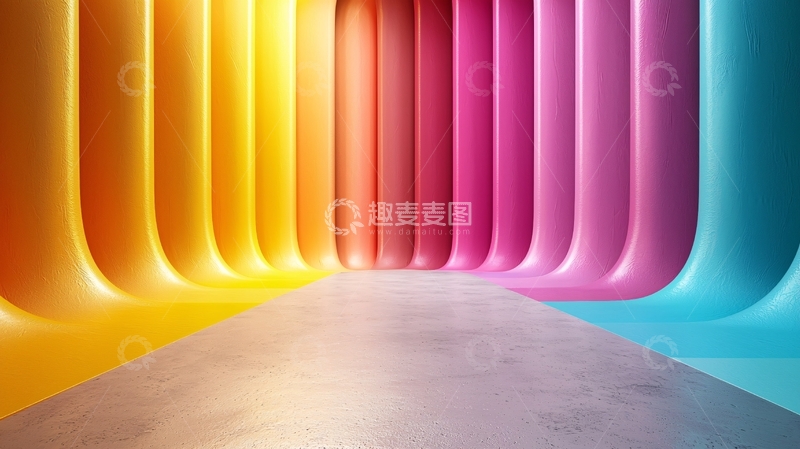 高清大图下载【趣麦麦图】彩色通道走廊
