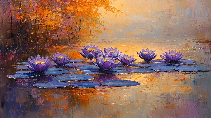 高清大图下载【趣麦麦图】清晨湖面紫色睡莲