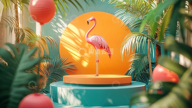 高清大图下载【趣麦麦图】粉色火烈鸟