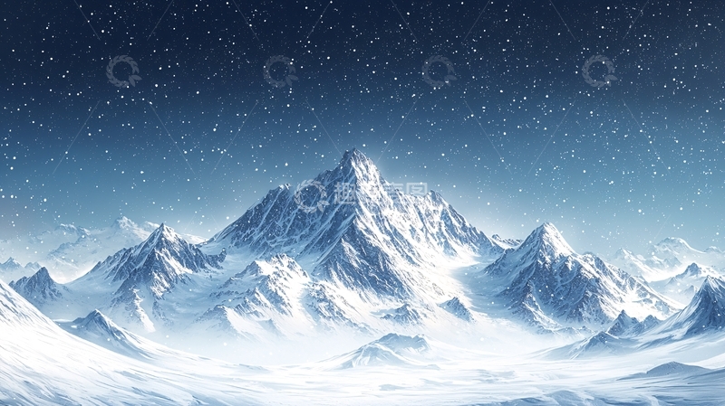 高清大图下载【趣麦麦图】雪山星空夜景