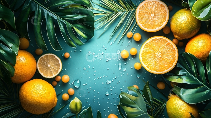 高清大图下载【趣麦麦图】热带水果柠檬橙子背景