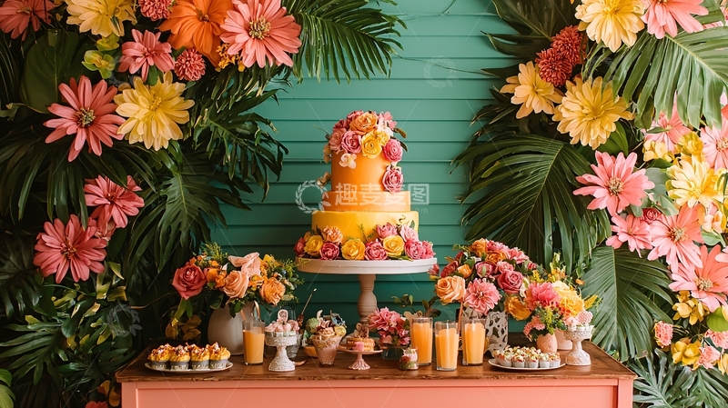 高清大图下载【趣麦麦图】热带水果主题婚礼蛋糕