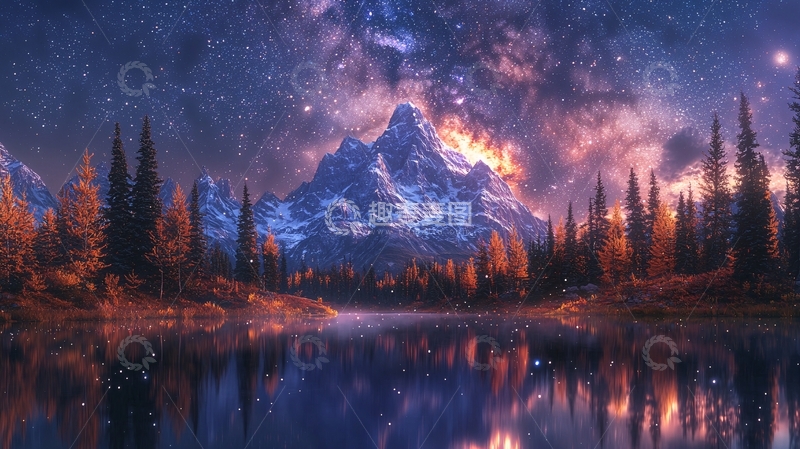 高清大图下载【趣麦麦图】星空下的雪山湖泊59