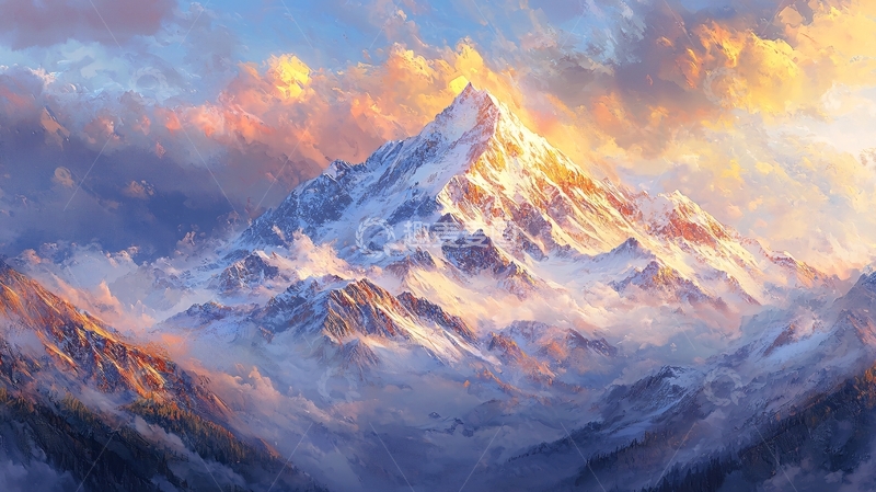 高清大图下载【趣麦麦图】雪山日出121