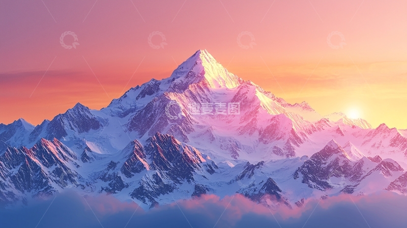 高清大图下载【趣麦麦图】日出雪山高清壁纸
