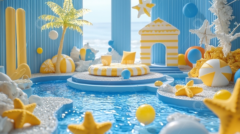 高清大图下载【趣麦麦图】蓝色梦幻夏日场景