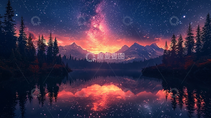 高清大图下载【趣麦麦图】星空倒影