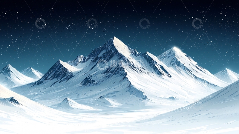 高清大图下载【趣麦麦图】雪山夜景