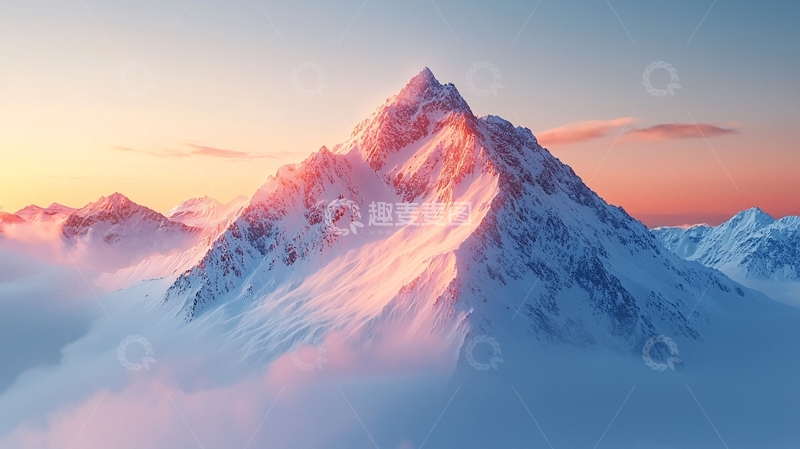 高清大图下载【趣麦麦图】雪山日出122