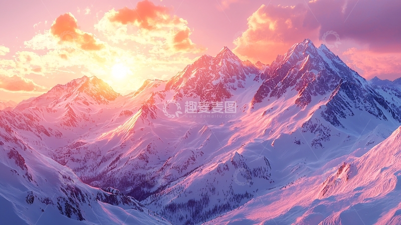 高清大图下载【趣麦麦图】雪山日出120