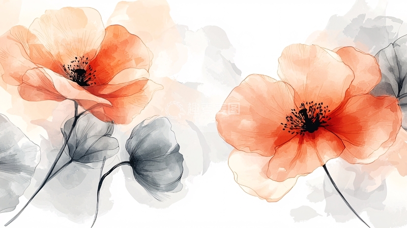 高清大图下载【趣麦麦图】水彩花朵