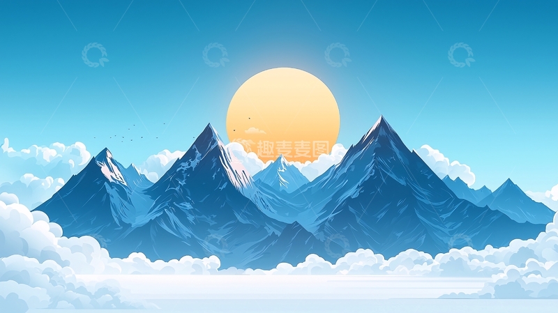 高清大图下载【趣麦麦图】云海日出雪山