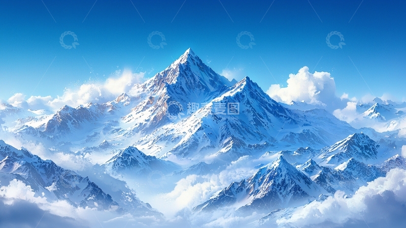 高清大图下载【趣麦麦图】云海之上的雪山